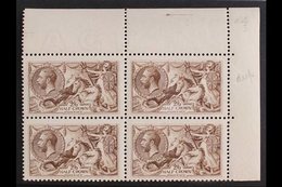 1918-19  2s6d Chocolate-brown Bradbury Seahorse, SG 414, Superb Never Hinged Mint BLOCK OF FOUR From The Upper-right Cor - Unclassified