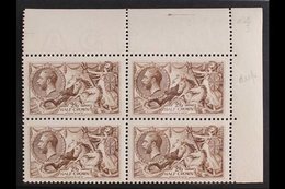 1918-19  2s6d Chocolate-brown Bradbury Seahorse, SG 414, Superb Never Hinged Mint BLOCK OF FOUR From The Upper-right Cor - Sin Clasificación