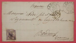 1874 LETTRE Port Du De MADRID  Négociant En Vin BORDEAUX St Julien Médoc Marque D' ENTRÉE  ST JEAN DE LUZ ? SPAIN Wine - Storia Postale