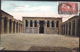 Cote Française Des Somalis YT 85 4c Seul Sur Lettre CAD Djibouti 4 De 1916 CPA Edfou Intérieure Des Temples - Oblitérés