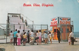 Norfolk VA - Ocean View Amusement Park Sky Slide Postcard 1976 - Norfolk