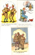 Lot De 3 Cpa Illustrées Militaires Poilus - Humoristiques