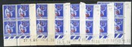 N° 479. 7 Coins Datés Différents, X6 ** (MNH) Et X1 * (MH). Blocs De Quatre Du 50ct Sur 65ct Outremer Type PAIX - 1930-1939