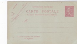 Carte Semeuse Lignée 10 C Rose Avec Réponse Payée A5 Neuve - Cartes Postales Repiquages (avant 1995)
