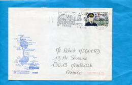 Marcophilie-Saint Pierre Et Miquelon-lettre Avion- Cad 1993  + Flamme Renaissance De L'ile- Stamp N°570-Ct Berot - Cartas & Documentos