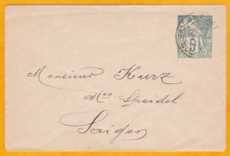 Circa 1895 - Entier Enveloppe Mignonnette Alphée Dubois 5 Centimes (tarif Local) De Saigon, Cochinchine En Ville - Cartas & Documentos