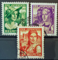 SWITZERLAND 1933 - Canceled - Sc# B65, B66, B67 - Pro Juventute 5r 10r 20r - Used Stamps