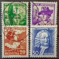 SWITZERLAND 1934 - Canceled - Sc# B69, B70, B71, B72 - Pro Juventute 5r 10r 20r 30r - Used Stamps