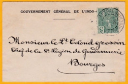 1908 - Gouvernement Général D' Indochine - Enveloppe De Saigon Vers Bourges - YT  27 - 5 C Grasset Seul - Cad Arrivée - Cartas & Documentos