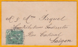 C.1906 - Enveloppe Mignonnette (5,8 X 10 Cm) De Tha Ving, Cochinchine Vers Saigon - 5 C Vert Grasset - Briefe U. Dokumente