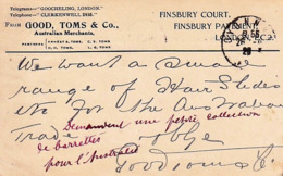 ROYAUME UNI 1928  Londres   Ets GOOD, TOMS & CO Finsbury Court  London à Ets Convert Oyonnax France - Reino Unido