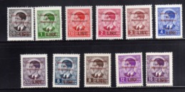 MONTENEGRO 1942 SOPRASTAMPA ROSSA RED OVERPRINTED LIRE SERIE COMPLETA COMPLETE SET MNH OTTIMA CENTRATURA CERTIFICATA - Montenegro