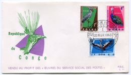 RC 14449 CONGO 1963 OISEAUX FDC 1er JOUR TB - Other & Unclassified