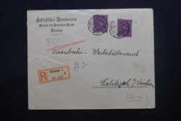ALLEMAGNE - Affranchissement Plaisant Sur Enveloppe Commerciale De Breslau En Recommandé En 1922 - L 46190 - Brieven En Documenten