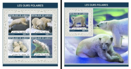 Djibouti 2018, Animals, Polar Bear, 4val In BF+BF - Faune Arctique