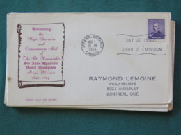 Canada 1954 FDC Cover To Canada - Sir John Sparrow David Thompson - Lettres & Documents