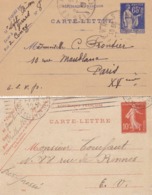 Lot De 2 Entier - Carte-lettre - (voir Scan) - Tarjetas Cartas