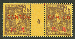 CANTON : Paire 2F (n°62) Avec MILLESIME 4 Neuf **. Trés Rare Sans Charnière (Pas De Cote DALLAY Pour **) . Tirage = 112. - Autres & Non Classés