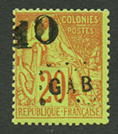 GABON : 10 S/ 20c (n°2a) Surcharge DOUBLES Neuf *. Cote 1500€. Trés Rare. Signé BRUN + Certificat SCHELLER. TTB. - Autres & Non Classés