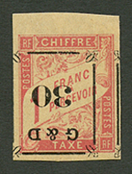 GUADELOUPE : TAXE 30 S/ 1F (n°14b) Surcharge Renversée Neuf * Bord De Feuille. Cote 1100€. Signé BRUN & SCHELLER. Superb - Autres & Non Classés