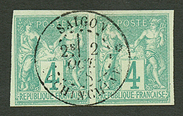 INDOCHINE : CG Paire 4c SAGE Obl. SAIGON COCHINCHINE. Superbe. - Other & Unclassified