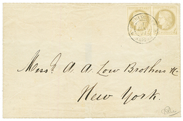 INDOCHINE : 1877 COLONIES GENERALES Magnifique Paire Du 4c CERES (n°16) Obl. COCHINCHINE SAIGON Sur Lettre Pour NEW YORK - Autres & Non Classés