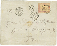 1892 5F (n°13) Obl. TAMATAVE Sur Enveloppe (pli Central) RECOMMANDEE Pour PARIS. Timbre Rarissime Sur Lettre (tirage = 1 - Altri & Non Classificati