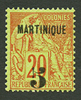 MARTINIQUE : 5 S/ 20c Surcharge Espacée (n°1A) Neuf *. RARE. Cote 4500€. Certificat CALVES. Superbe. - Andere & Zonder Classificatie