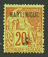 MARTINIQUE : 5c S/ 20c (n°1B) Neuf *. Léger Aminci Marge Supérieure. Timbre RARISSIME. Cote 18 000€. Certificat SCHELLER - Otros & Sin Clasificación