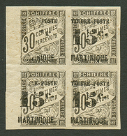 MARTINIQUE : 15c S/ 30c TAXE (n°22) Bloc De 4 Neuf * Ou **. Les 2 Timbres De Gauche Avec Variété Spectaculaire "TIMBR" M - Other & Unclassified