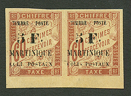 MARTINIQUE : Paire 5F S/ 60c (n°60) Neuf * Bord De Feuille. Un Timbre Avec Variété "S" De COLIS Absent. Signé CALVES & R - Autres & Non Classés