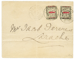 MAROC : 1893 N°9 + N°10 Obl. TANGER Sur Enveloppe Pour LARACHE. Angle Supérieur Droit Des 2 Timbres Arrondi. Cote Des Ti - Autres & Non Classés