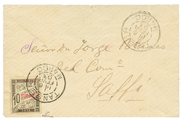 MAROC : 1893 10c (n°9) Obl. TANGER Sur Enveloppe Pour SAFFI. Cote Détaché = 1300€. Tirage 600. Signé BRUN. Superbe. - Andere & Zonder Classificatie