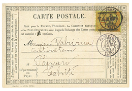 TAHITI : 1884 10 S/ 20c (n°5) Obl. PAPEETE TAITI Sur CARTE PRECURSEUR Rectifiée (20 Modifié En 10c) Pour PAPEARU (TAHITI - Autres & Non Classés