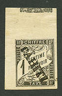 TAHITI : TAXE 1c Neuf ** Coin De Feuille (charniére Dans Le Bord De Feuille Hors Timbre). Cote 470€++. Rare Neuf Sans Ch - Autres & Non Classés