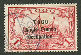 TOGO - ANGLO FRENCH OCCUPATION : 1 MARK (n°41B) Surcharge A Espacement étroit (2mm). Trés Léger Défaut De Dentelure. Tir - Other & Unclassified