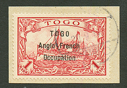 TOGO - ANGLO FRENCH OCCUPATION : 1 MARK Espacement De 3mm (n°41) Obl. Sur Fragment. Cote 5300€. Tirage 100. Certificats  - Autres & Non Classés