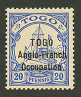 TOGO - ANGLO FRENCH OCCUPATION - Tirage SANSANE MANGU : 20pf (n°57) Neuf *. Cote 3400€. Rare. Signé BOTHE. Certificat SC - Otros & Sin Clasificación