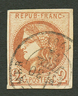 2c BORDEAUX (n°40g) Nuance CHOCOLAT Obl. Cote 1000€. Signé BRUN. TTB. - Sonstige & Ohne Zuordnung