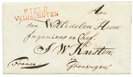 1813 P.123.P WINSCHOTEN En Rouge Sur Lettre Avec Texte Pour GRONINGEN. Très RARE. Superbe. - 1792-1815 : Departamentos Conquistados