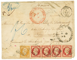 "Affrt à 3F30 Pour SIMBIRSK (RUSSIE) " : 1857 2 Paires Du 80c (n°17) + 10c (n°13) Tous TB Margés Sur Enveloppe (pd) De R - 1853-1860 Napoleon III