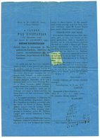 1872 5c (n°20) Obl. TYPO. Sur Affiche Complète (liquidation Judiciaire). RARETE. Cote CERES = 2700€. Superbe. - 1863-1870 Napoléon III. Laure