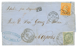 1864 40c (n°23) Obl. GC 2240 + ITALIE 5c (pd) Obl. NAPOLI Sur Lettre De MARSEILLE Pour NAPOLES. Verso, "NON CONOSCIUTO + - 1863-1870 Napoleon III Gelauwerd