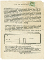 1871 1c BORDEAUX (n°39) TB Margé Obl. T.17 ALAIS Sur IMPRIME Complet. Rare. Signé BRUN. TTB. - 1870 Emisión De Bordeaux