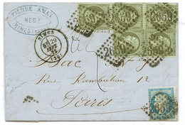 Septembre 1871 : 1c (n°19)x5 + 20c SIEGE (n°37) Obl. GC 2659 + T.17 NIMES Sur Lettre Pour PARIS. Superbe. - 1871-1875 Cérès