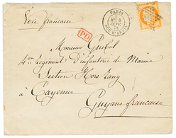 1874 40c SIEGE (n°38) Sur Enveloppe De PARIS Pour Un Militaire à CAYENNE GUYANE. RARE. TTB. - 1871-1875 Ceres