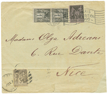 1900 SAGE 10c + 1c(x2) Un Ex. Léger Pli Obl. Cachet Américain UNITED STATES POSTAL STATION + PARIS EXPOSITION 1900 + 3c  - Sonstige & Ohne Zuordnung