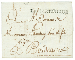 "PAQUEBOT Du ROI" : 1788 LA MARTINIQUE Sur Lettre Avec Texte De ST PIERRE MARTINIQUE. Verso, Taxe 20 Rouge. Superbe. - Schiffspost