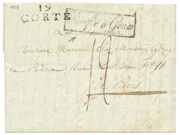 1814 Cachet Encadré PURIFIE à GENRS + 19 CORTE Sur Lettre Avec Texte De CORTE (CORSE) Pour PARIS. Cachet De Purification - Maritieme Post