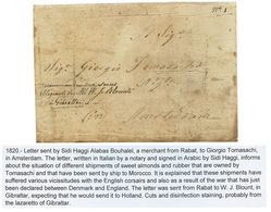 "Courrier PURIFIEE" : 1820 "RECOMMANDE Aux Soins Mr W.J BLOUNT, GIBRALTAR" Sur Lettre PURIFIEE (entailles) Avec Texte Da - Maritime Post